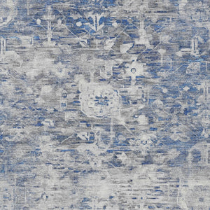 HomeRoots 5' Blue Floral Washable Area Rug - Durable, Stylish Design for Indoor and Outdoor High-Traffic Use 10' X 14' 609533