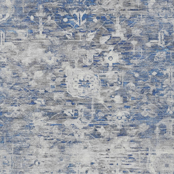HomeRoots 5' Blue Floral Washable Area Rug - Durable, Stylish Design for Indoor and Outdoor High-Traffic Use 10' X 14' 609533