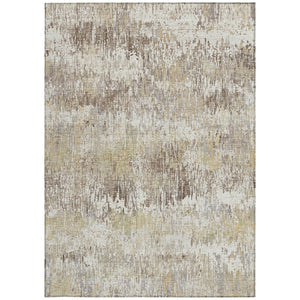 HomeRoots 5' Stylish Ivory and Taupe Striped Washable Area Rug for Indoor and Outdoor High-Traffic Spaces 8' X 10' 609549