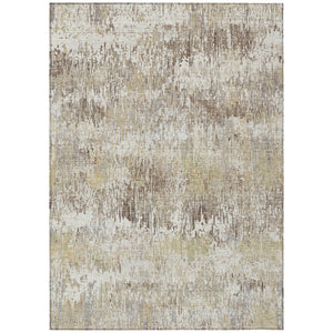 HomeRoots 5' Stylish Ivory and Taupe Striped Washable Area Rug for Indoor and Outdoor High-Traffic Spaces 9' X 12' 609550