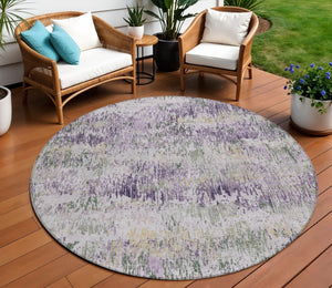HomeRoots 5' Striped Lavender and Purple Area Rug - Stylish, Washable Design for Indoor and Outdoor Use 8' Round 609554