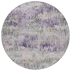 HomeRoots 5' Striped Lavender and Purple Area Rug - Stylish, Washable Design for Indoor and Outdoor Use 8' Round 609554