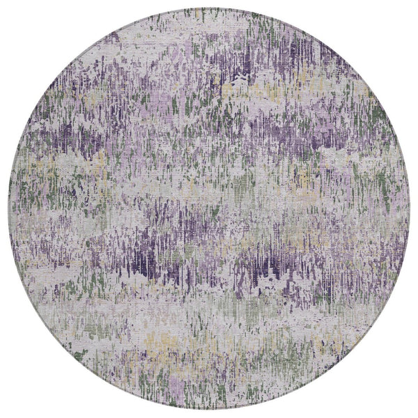 HomeRoots 5' Striped Lavender and Purple Area Rug - Stylish, Washable Design for Indoor and Outdoor Use 8' Round 609554