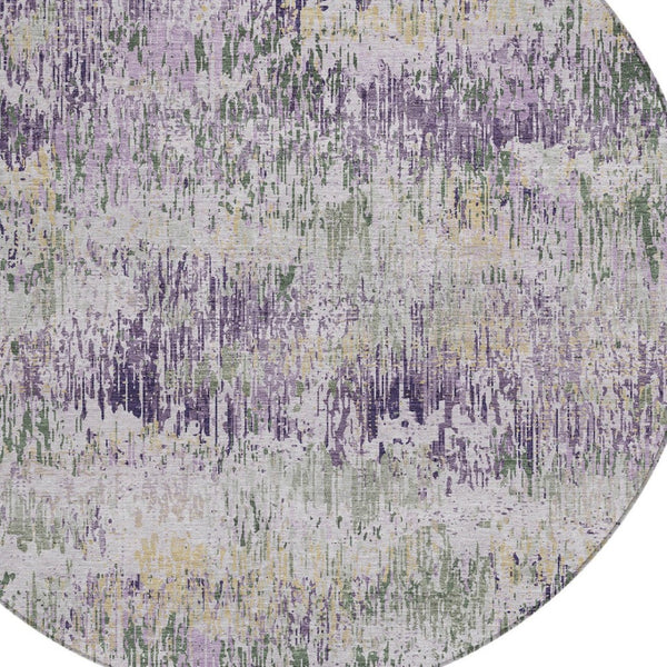 HomeRoots 5' Striped Lavender and Purple Area Rug - Stylish, Washable Design for Indoor and Outdoor Use 8' Round 609554