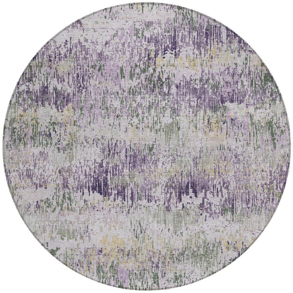 HomeRoots 5' Striped Lavender and Purple Area Rug - Stylish, Washable Design for Indoor and Outdoor Use 8' Round 609554