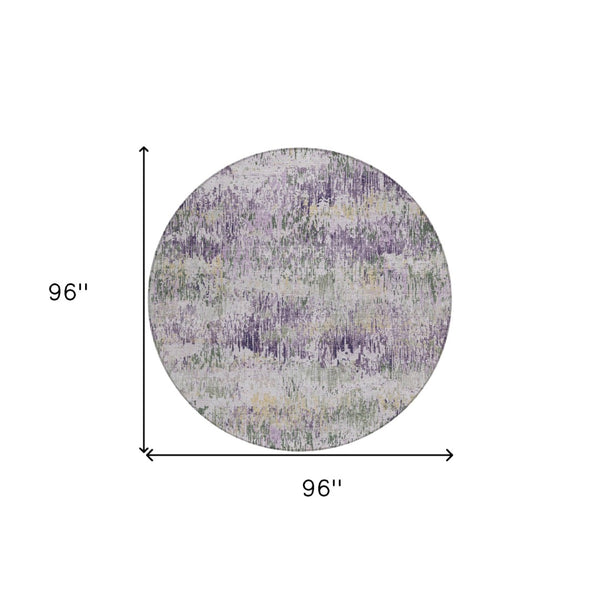 HomeRoots 5' Striped Lavender and Purple Area Rug - Stylish, Washable Design for Indoor and Outdoor Use 8' Round 609554