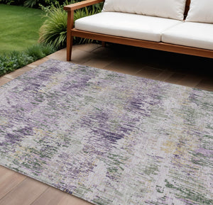 HomeRoots 5' Striped Lavender and Purple Area Rug - Stylish, Washable Design for Indoor and Outdoor Use 9' X 12' 609556