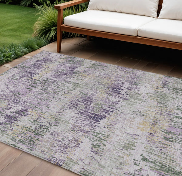 HomeRoots 5' Striped Lavender and Purple Area Rug - Stylish, Washable Design for Indoor and Outdoor Use 10' X 14' 609557
