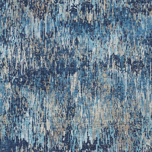 HomeRoots 5' Navy and Denim Blue Striped Washable Area Rug for Indoor and Outdoor Use – Durable and Stylish 8' X 10' 609561
