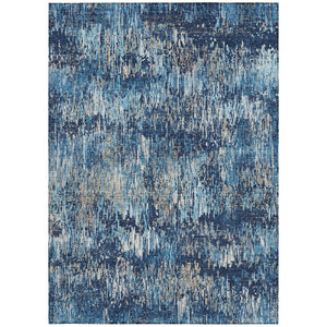 HomeRoots 9' Navy Blue & Denim Striped Washable Area Rug - Durable Indoor/Outdoor Solution for Any Space! 609562