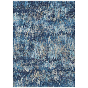 HomeRoots 9' Navy Blue & Denim Striped Washable Area Rug - Durable Indoor/Outdoor Solution for Any Space! 609562