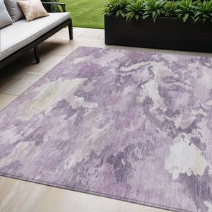 HomeRoots 5' Abstract Lavender and Lilac Washable Area Rug – Stylish, Durable Design for Indoor and Outdoor Use 5' X 8' 609571