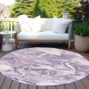 HomeRoots 5' Abstract Lavender and Lilac Washable Area Rug – Stylish, Durable Design for Indoor and Outdoor Use 8' Round 609572