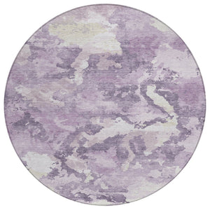 HomeRoots 5' Abstract Lavender and Lilac Washable Area Rug – Stylish, Durable Design for Indoor and Outdoor Use 8' Round 609572
