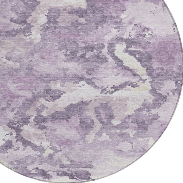 HomeRoots 5' Abstract Lavender and Lilac Washable Area Rug – Stylish, Durable Design for Indoor and Outdoor Use 8' Round 609572