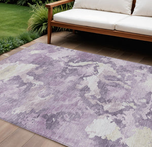 HomeRoots 5' Abstract Lavender and Lilac Washable Area Rug – Stylish, Durable Design for Indoor and Outdoor Use 8' X 10' 609573