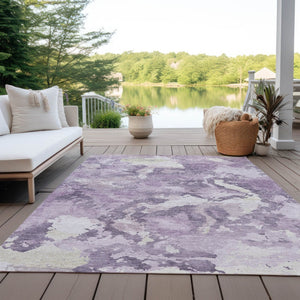 HomeRoots 5' Abstract Lavender and Lilac Washable Area Rug – Stylish, Durable Design for Indoor and Outdoor Use 8' X 10' 609573