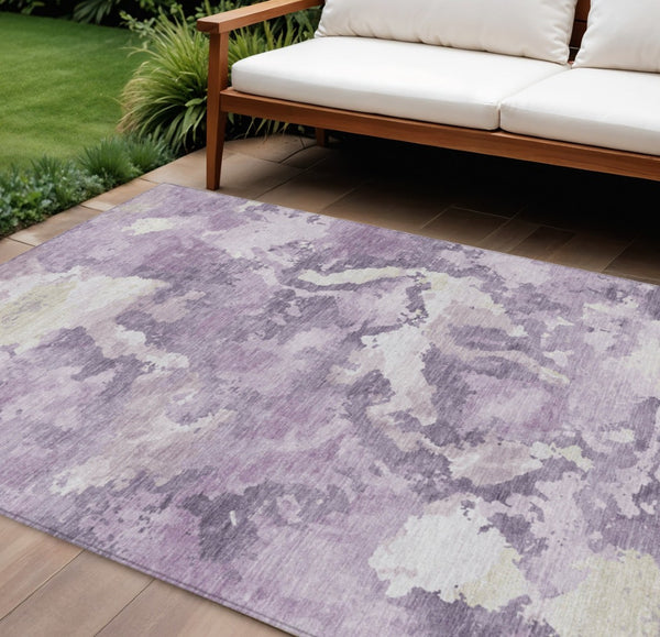 HomeRoots 5' Abstract Lavender and Lilac Washable Area Rug – Stylish, Durable Design for Indoor and Outdoor Use 9' X 12' 609574