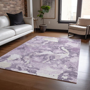 HomeRoots 5' Abstract Lavender and Lilac Washable Area Rug – Stylish, Durable Design for Indoor and Outdoor Use 9' X 12' 609574