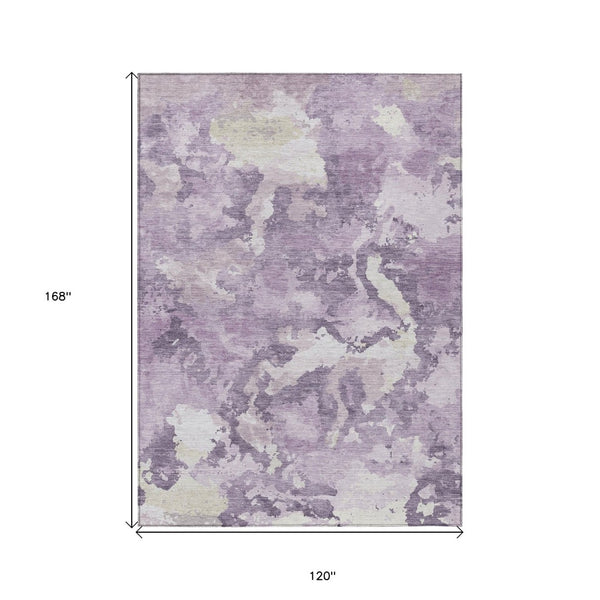 HomeRoots 5' Abstract Lavender and Lilac Washable Area Rug – Stylish, Durable Design for Indoor and Outdoor Use 10' X 14' 609575