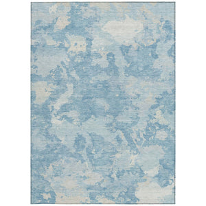 HomeRoots 5' Sky Blue and Denim Blue Abstract Rug - Washable Indoor/Outdoor Area Rug for Modern Spaces 5' X 8' 609577