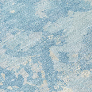 HomeRoots 5' Sky Blue and Denim Blue Abstract Rug - Washable Indoor/Outdoor Area Rug for Modern Spaces 8' Round 609578