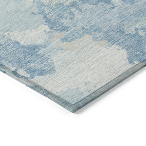 HomeRoots 5' Sky Blue and Denim Blue Abstract Rug - Washable Indoor/Outdoor Area Rug for Modern Spaces 8' X 10' 609579