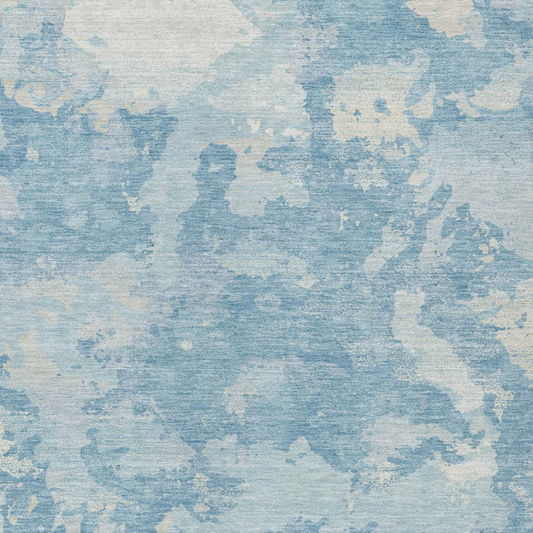 HomeRoots 5' Sky Blue and Denim Blue Abstract Rug - Washable Indoor/Outdoor Area Rug for Modern Spaces 8' X 10' 609579