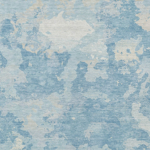 HomeRoots 5' Sky Blue and Denim Blue Abstract Rug - Washable Indoor/Outdoor Area Rug for Modern Spaces 9' X 12' 609580