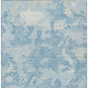 HomeRoots 5' Sky Blue and Denim Blue Abstract Rug - Washable Indoor/Outdoor Area Rug for Modern Spaces 10' X 14' 609581
