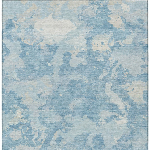 HomeRoots 5' Sky Blue and Denim Blue Abstract Rug - Washable Indoor/Outdoor Area Rug for Modern Spaces 10' X 14' 609581