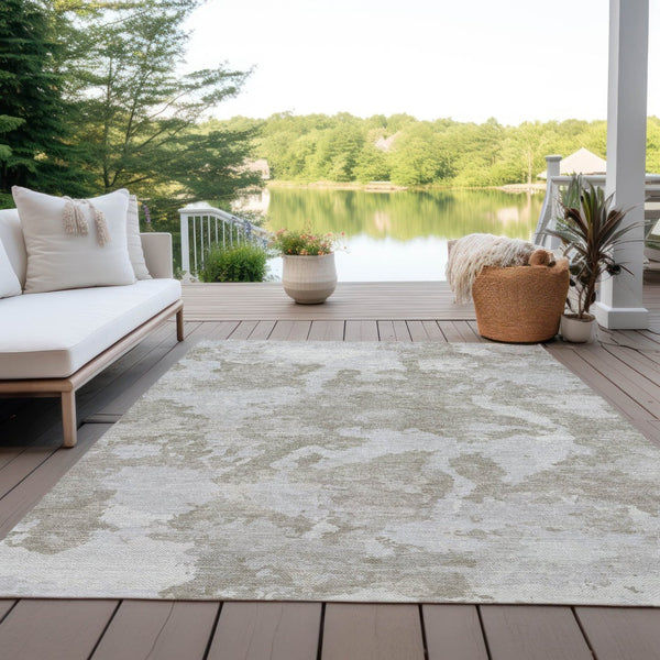 HomeRoots 5' Stylish Taupe and Brown Abstract Area Rug – Washable, Durable, Indoor/Outdoor Versatility for Any Space 5' X 8' 609583