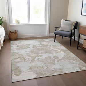 HomeRoots 5' Stylish Taupe and Brown Abstract Area Rug – Washable, Durable, Indoor/Outdoor Versatility for Any Space 5' X 8' 609583