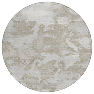 HomeRoots 5' Stylish Taupe and Brown Abstract Area Rug – Washable, Durable, Indoor/Outdoor Versatility for Any Space 8' Round 609584