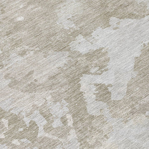 HomeRoots 5' Stylish Taupe and Brown Abstract Area Rug – Washable, Durable, Indoor/Outdoor Versatility for Any Space 8' Round 609584