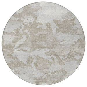 HomeRoots 5' Stylish Taupe and Brown Abstract Area Rug – Washable, Durable, Indoor/Outdoor Versatility for Any Space 8' Round 609584