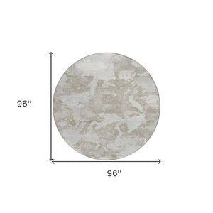 HomeRoots 5' Stylish Taupe and Brown Abstract Area Rug – Washable, Durable, Indoor/Outdoor Versatility for Any Space 8' Round 609584