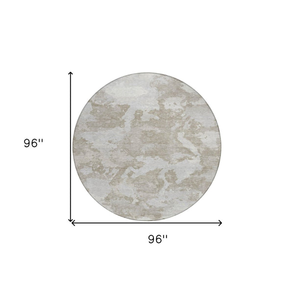 HomeRoots 5' Stylish Taupe and Brown Abstract Area Rug – Washable, Durable, Indoor/Outdoor Versatility for Any Space 8' Round 609584