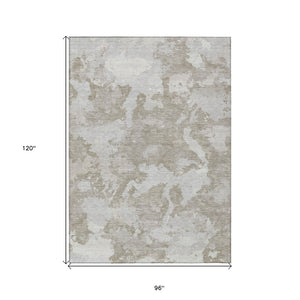HomeRoots 5' Stylish Taupe and Brown Abstract Area Rug – Washable, Durable, Indoor/Outdoor Versatility for Any Space 8' X 10' 609585