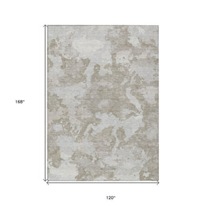 HomeRoots 5' Stylish Taupe and Brown Abstract Area Rug – Washable, Durable, Indoor/Outdoor Versatility for Any Space 10' X 14' 609587