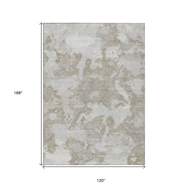 HomeRoots 5' Stylish Taupe and Brown Abstract Area Rug – Washable, Durable, Indoor/Outdoor Versatility for Any Space 10' X 14' 609587