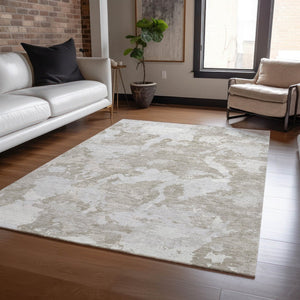 HomeRoots 5' Stylish Taupe and Brown Abstract Area Rug – Washable, Durable, Indoor/Outdoor Versatility for Any Space 10' X 14' 609587