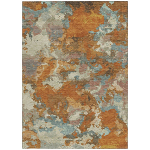 HomeRoots 5' Copper and Orange Abstract Area Rug - Washable, Durable, Indoor/Outdoor, Stain-Resistant Design 5' X 8' 609589