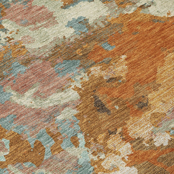 HomeRoots 5' Copper and Orange Abstract Area Rug - Washable, Durable, Indoor/Outdoor, Stain-Resistant Design 5' X 8' 609589