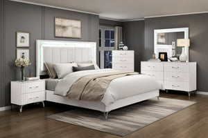 English Elm Glam White Five Drawer Chest Faux Marble Top Chrome Legs Bedroom Storage B011P443205