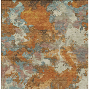 HomeRoots 5' Copper and Orange Abstract Area Rug - Washable, Durable, Indoor/Outdoor, Stain-Resistant Design 8' X 10' 609591