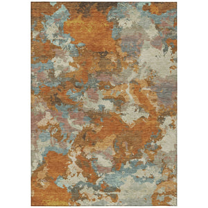 HomeRoots 5' Copper and Orange Abstract Area Rug - Washable, Durable, Indoor/Outdoor, Stain-Resistant Design 8' X 10' 609591