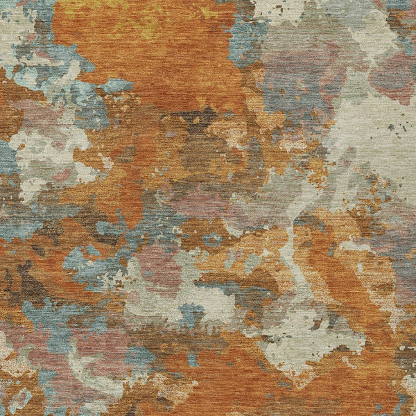 HomeRoots 5' Copper and Orange Abstract Area Rug - Washable, Durable, Indoor/Outdoor, Stain-Resistant Design 8' X 10' 609591