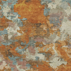 HomeRoots 5' Copper and Orange Abstract Area Rug - Washable, Durable, Indoor/Outdoor, Stain-Resistant Design 9' X 12' 609592