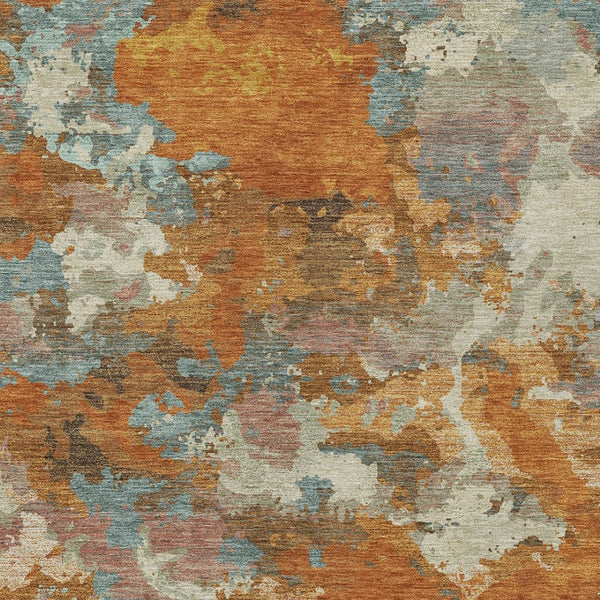 HomeRoots 5' Copper and Orange Abstract Area Rug - Washable, Durable, Indoor/Outdoor, Stain-Resistant Design 9' X 12' 609592